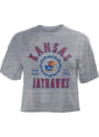 Kansas Jayhawks Womens Bishop Crop Crew Neck T-Shirt - Grey