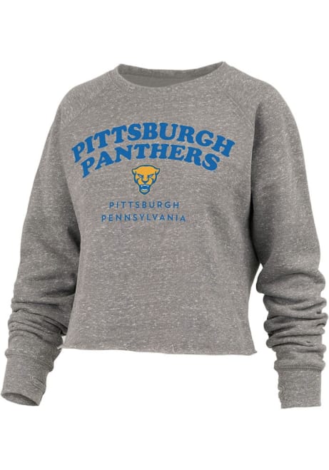 Womens Pitt Panthers Grey Pressbox Visalia Crew Sweatshirt