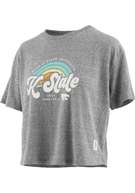 K-State Wildcats Grey Pressbox Sunrise Script Short Sleeve T-Shirt