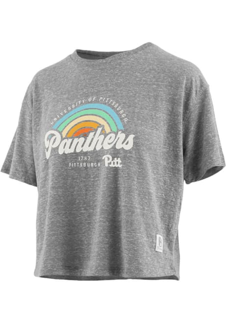 Pitt Panthers Grey Pressbox Sunrise Script Short Sleeve T-Shirt