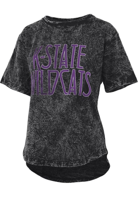 K-State Wildcats Black Pressbox Mineral Wash Zeppelin Short Sleeve T-Shirt