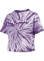 K-State Wildcats Womens Pressbox Tie Dye Campus Crop T-Shirt - Purple
