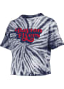 Dayton Flyers Womens Tie Dye Campus Crop T-Shirt - Navy Blue