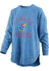 Main image for Pressbox Kansas Jayhawks Womens Blue Vintage Poncho Crew Sweatshirt