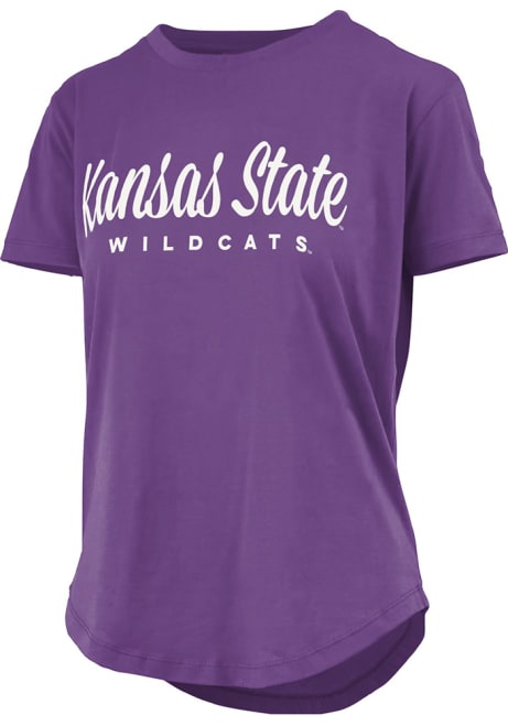K-State Wildcats Purple Pressbox Rounded Bottom Aleena Short Sleeve T-Shirt