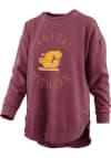 Main image for Pressbox Central Michigan Chippewas Womens Maroon Burnout Bakersfield Poncho Crew Sweatshirt