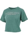 Michigan State Spartans Womens Burnout Blue Jean Baby Crop T-Shirt - Green