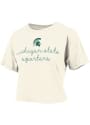 Michigan State Spartans Womens Burnout Ryland Script Crop T-Shirt - Ivory