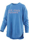 Main image for Pressbox Kansas Jayhawks Womens Blue Burnout Blue Jean Baby Poncho Crew Sweatshirt