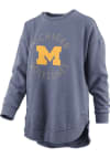 Main image for Pressbox Michigan Wolverines Womens Navy Blue Burnout Bakersfield Poncho Crew Sweatshirt