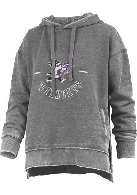 Womens K-State Wildcats Black Pressbox Burnout Challenger Hooded Sweatshirt