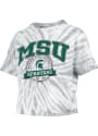 Michigan State Spartans Womens Tie Dye Gibraltar Crop T-Shirt - Grey
