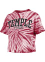 Temple Owls Womens Tie Dye Santana Crop T-Shirt - Crimson