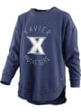 Xavier Musketeers Womens Burnout Bakersfield Poncho Crew Sweatshirt - Navy Blue