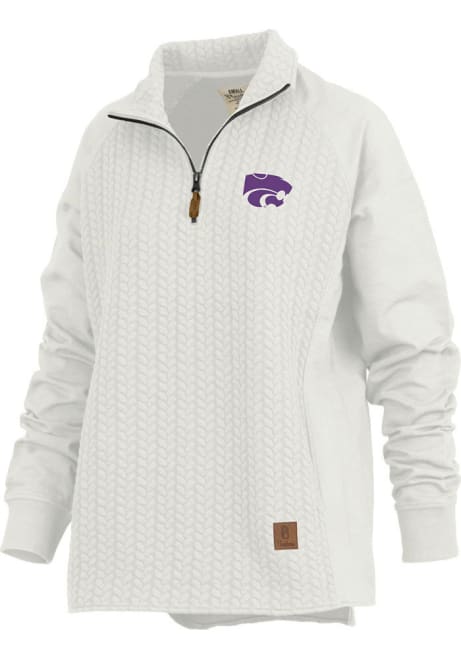 Womens K-State Wildcats Ivory Pressbox Daniel 1/4 Zip Pullover