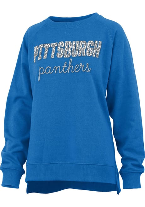 Womens Pitt Panthers Blue Pressbox Steamboat Crew Sweatshirt