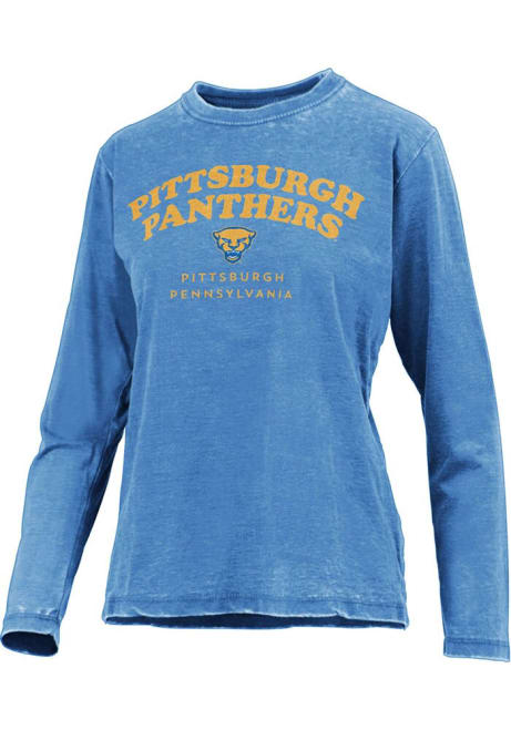 Womens Pitt Panthers Blue Pressbox Vintage LS Tee