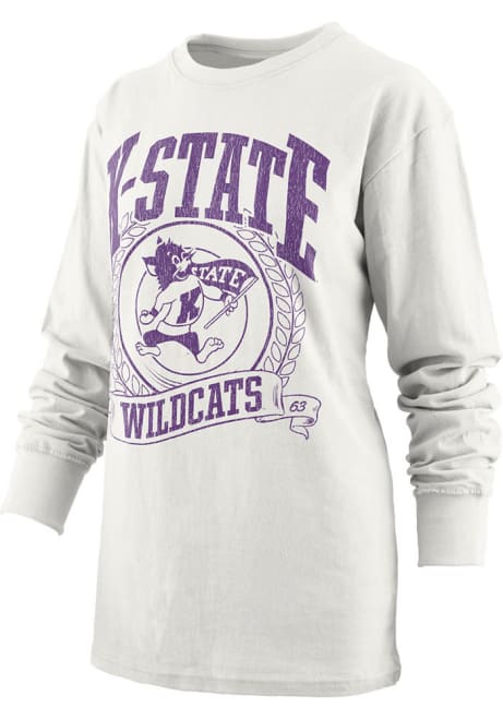 Womens K-State Wildcats White Pressbox Big Country LS Tee