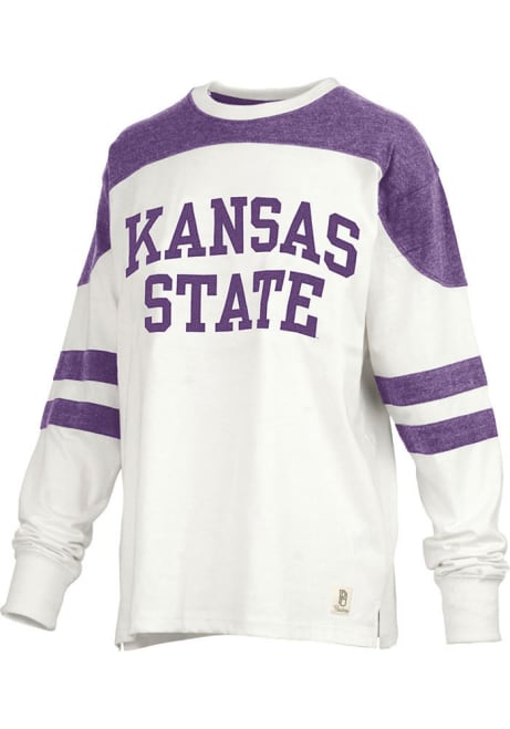 Womens K-State Wildcats White Pressbox Halfback LS Tee