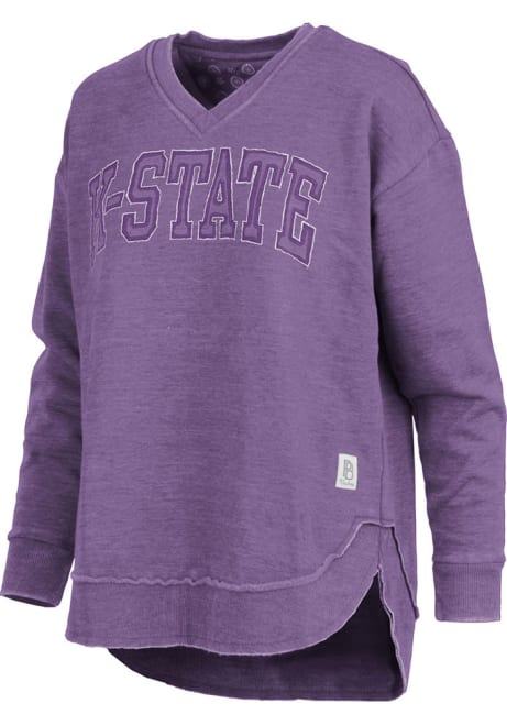 Womens K-State Wildcats Purple Pressbox West Hall Crew Sweatshirt