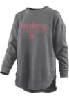 Main image for Womens Nebraska Cornhuskers Black Pressbox Poncho Design Crew Sweatshirt