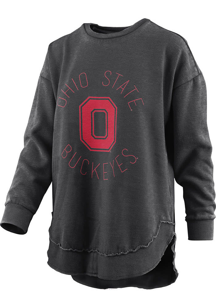 Royce Apparel Inc. Pressbox Ohio State Buckeyes Womens Black Poncho Crew Sweatshirt Black 52 Polyester 48 Cotton Size S