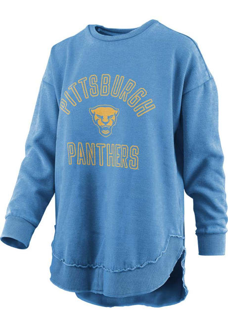 Womens Pitt Panthers Blue Pressbox Poncho Crew Sweatshirt