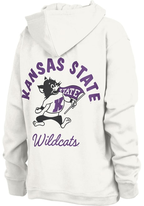Womens K-State Wildcats White Pressbox High Tide Hooded Sweatshirt