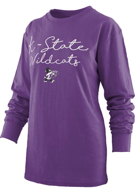 Womens K-State Wildcats Purple Pressbox Pine LS Tee