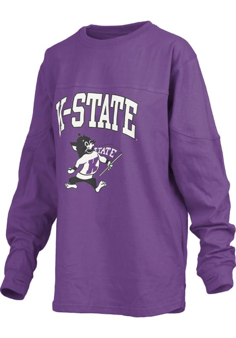 Womens K-State Wildcats Purple Pressbox Big LS Tee