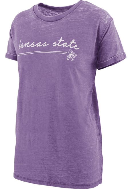 K-State Wildcats Purple Pressbox Boyfriend Short Sleeve T-Shirt