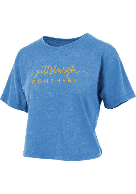 Pitt Panthers Blue Pressbox Vintage Crop Short Sleeve T-Shirt