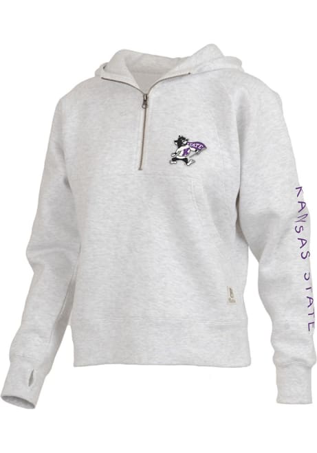 Womens K-State Wildcats Ash Pressbox Bronco Hooded Sweatshirt