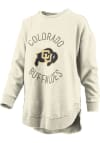 Main image for Pressbox Colorado Buffaloes Womens Ivory Poncho Fleece Crew Sweatshirt