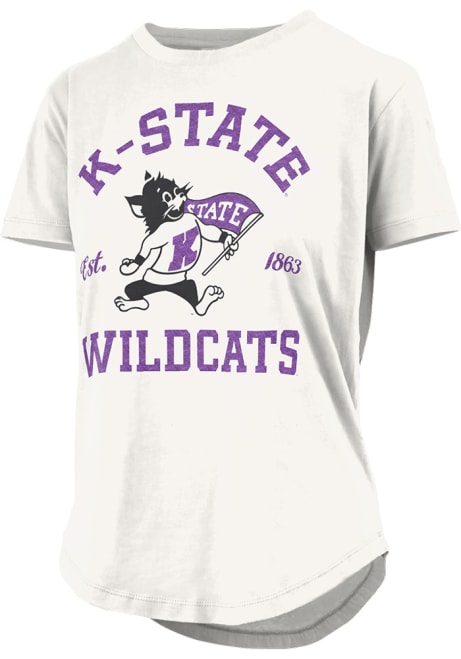 K-State Wildcats White Pressbox Glitter Short Sleeve T-Shirt
