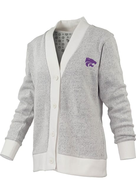 Womens K-State Wildcats Oatmeal Pressbox Torrington Long Sleeve Cardigan