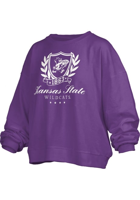 Womens K-State Wildcats Purple Pressbox Big Aug Janise Crew Sweatshirt