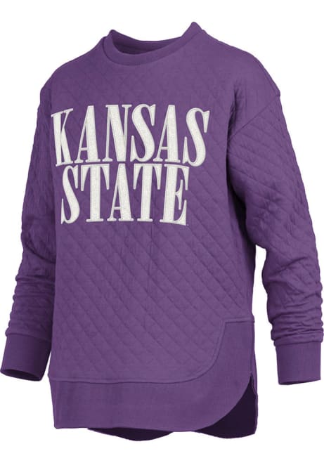 Womens K-State Wildcats Purple Pressbox Pasadena Crew Sweatshirt