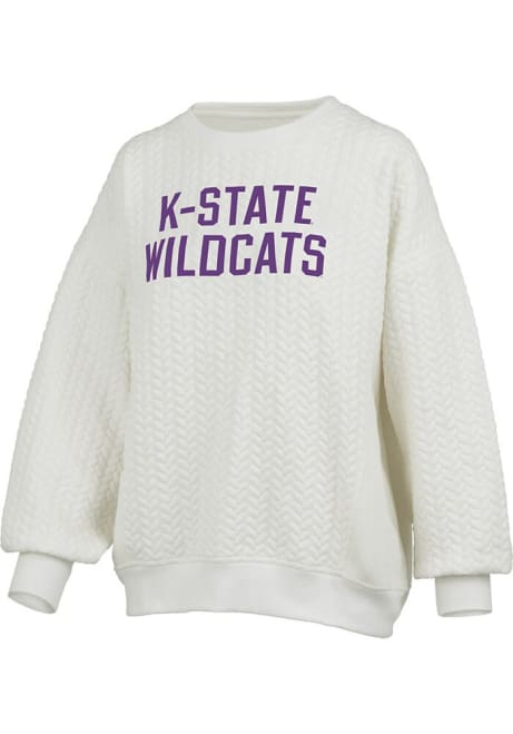 Womens K-State Wildcats Ivory Pressbox Roxbury Crew Sweatshirt