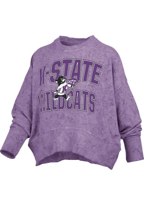 Womens K-State Wildcats Purple Pressbox Ocean Wide Crew Sweatshirt