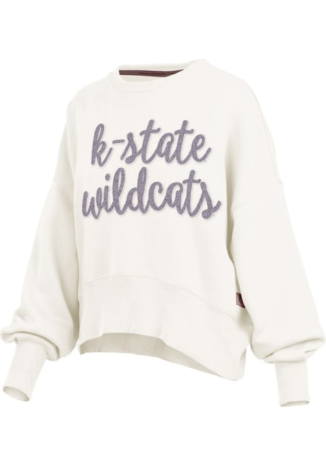 Womens K-State Wildcats Ivory Pressbox Chelsea Crew Sweatshirt