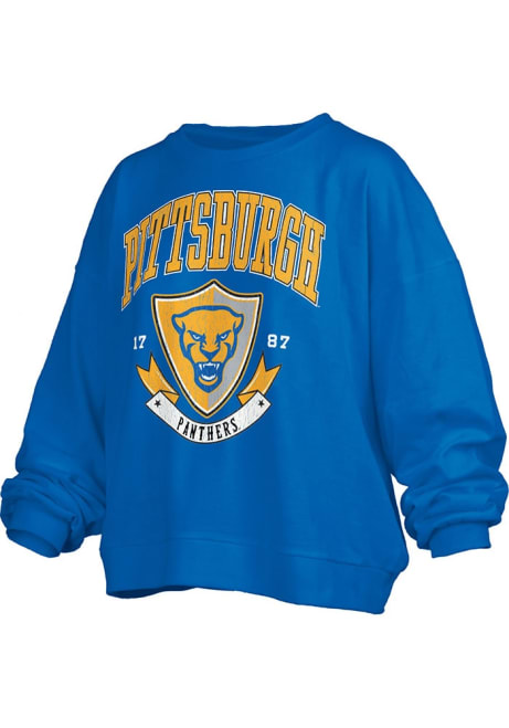 Womens Pitt Panthers Blue Pressbox Buckler Janise Crew Sweatshirt