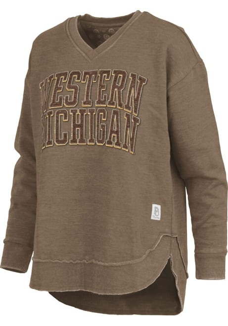 Womens Western Michigan Broncos Brown Pressbox Westin Crew Sweatshirt