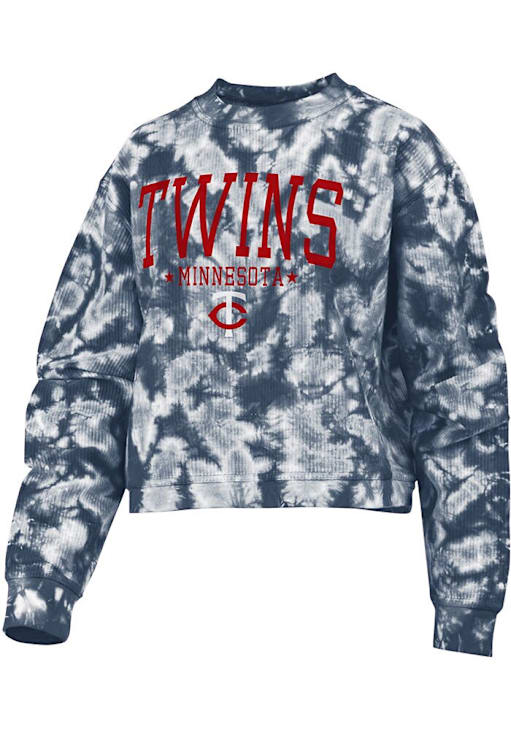 Minnesota Twins Womens NAVY Tie Dye Long Sleeve Crew Sweatshirt