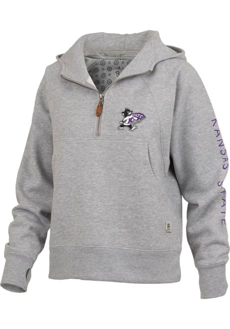 Womens K-State Wildcats Grey Pressbox Bronco Hooded Sweatshirt