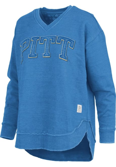 Womens Pitt Panthers Blue Pressbox Westin Crew Sweatshirt