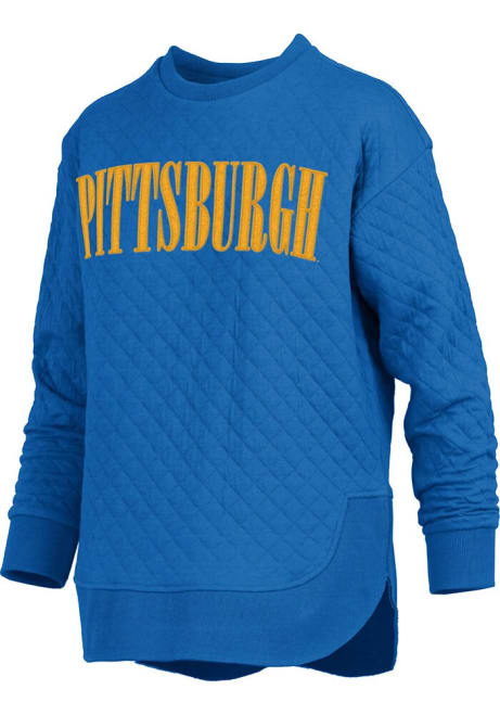 Womens Pitt Panthers Blue Pressbox Pasadena Crew Sweatshirt