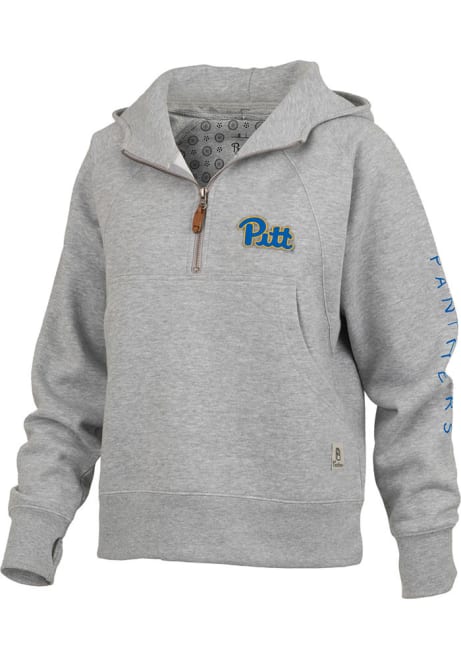 Womens Pitt Panthers Grey Pressbox Bronco Hooded Sweatshirt