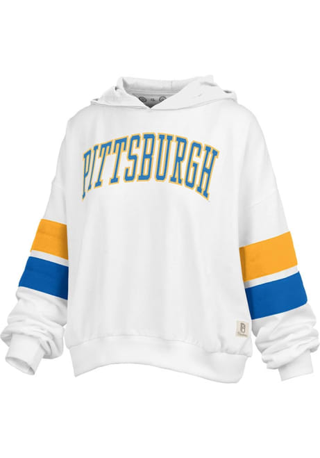 Womens Pitt Panthers White Pressbox Kelly Hooded Sweatshirt