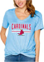 St Louis Cardinals Womens Rib Ruched Bottom T-Shirt - Light Blue